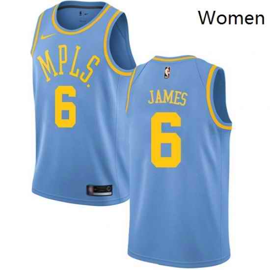 Women Nike Los Angeles Lakers 6 LeBron James Royal Blue Women NBA Swingman Hardwood Classics Jersey